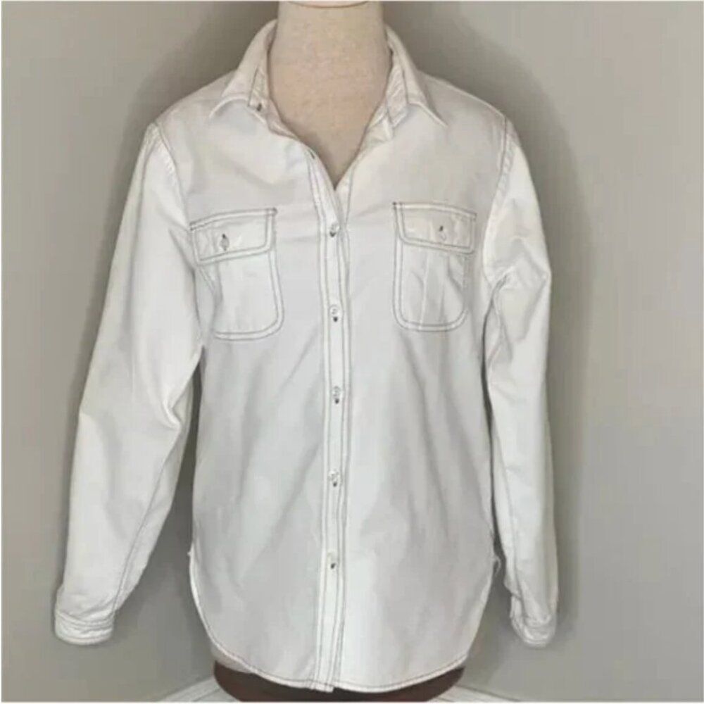 Billy Reid White Button Down Roll Tab Long Sleeve Shirt Size Large